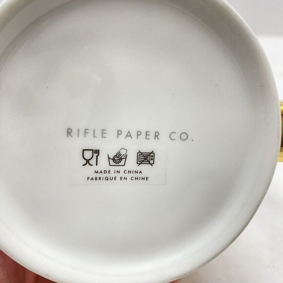 Rifle Paper Co Marguerite 12 oz Mug Anthropology Bright Floral Gold Handle Trim - Picture 3 of 7